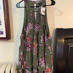 Floral halter dress with ruffle skirt